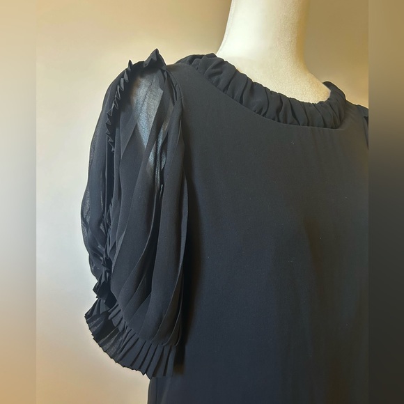Black Ruffled Organza Blouse, Festive, Evening - size Medium - Picture 3 of 6